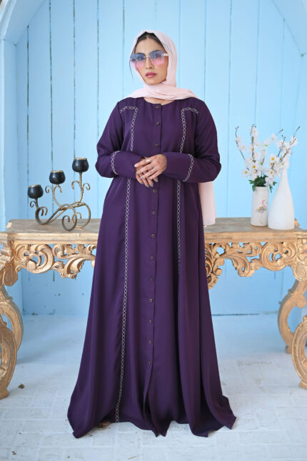 plum-hexagon-pattern-embroidery-abaya-001