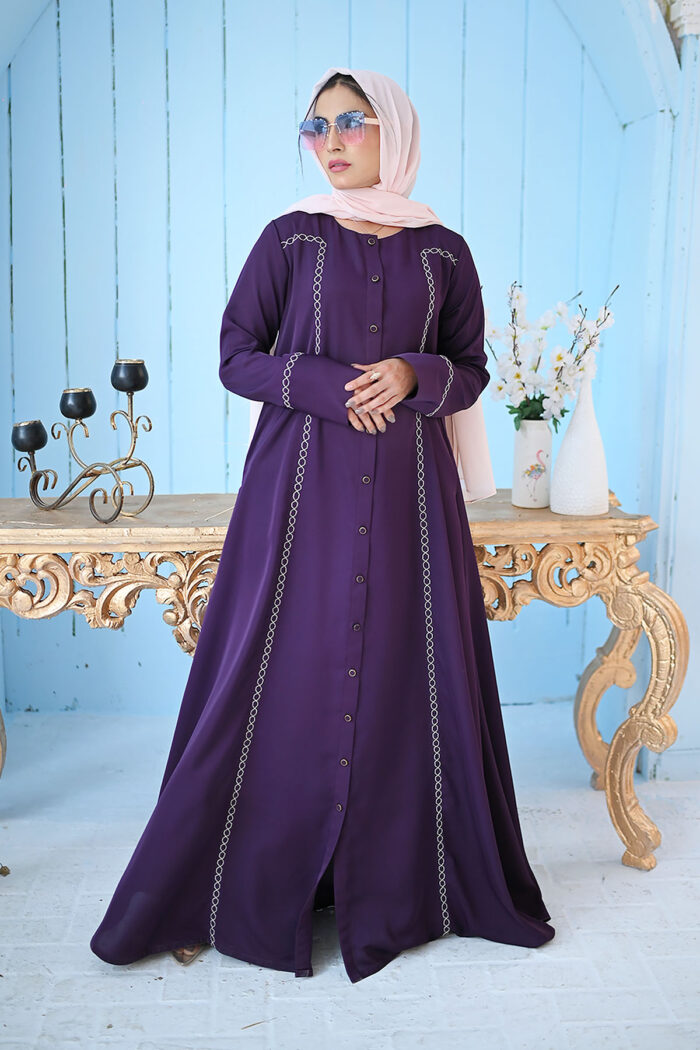 plum-hexagon-pattern-embroidery-abaya-001